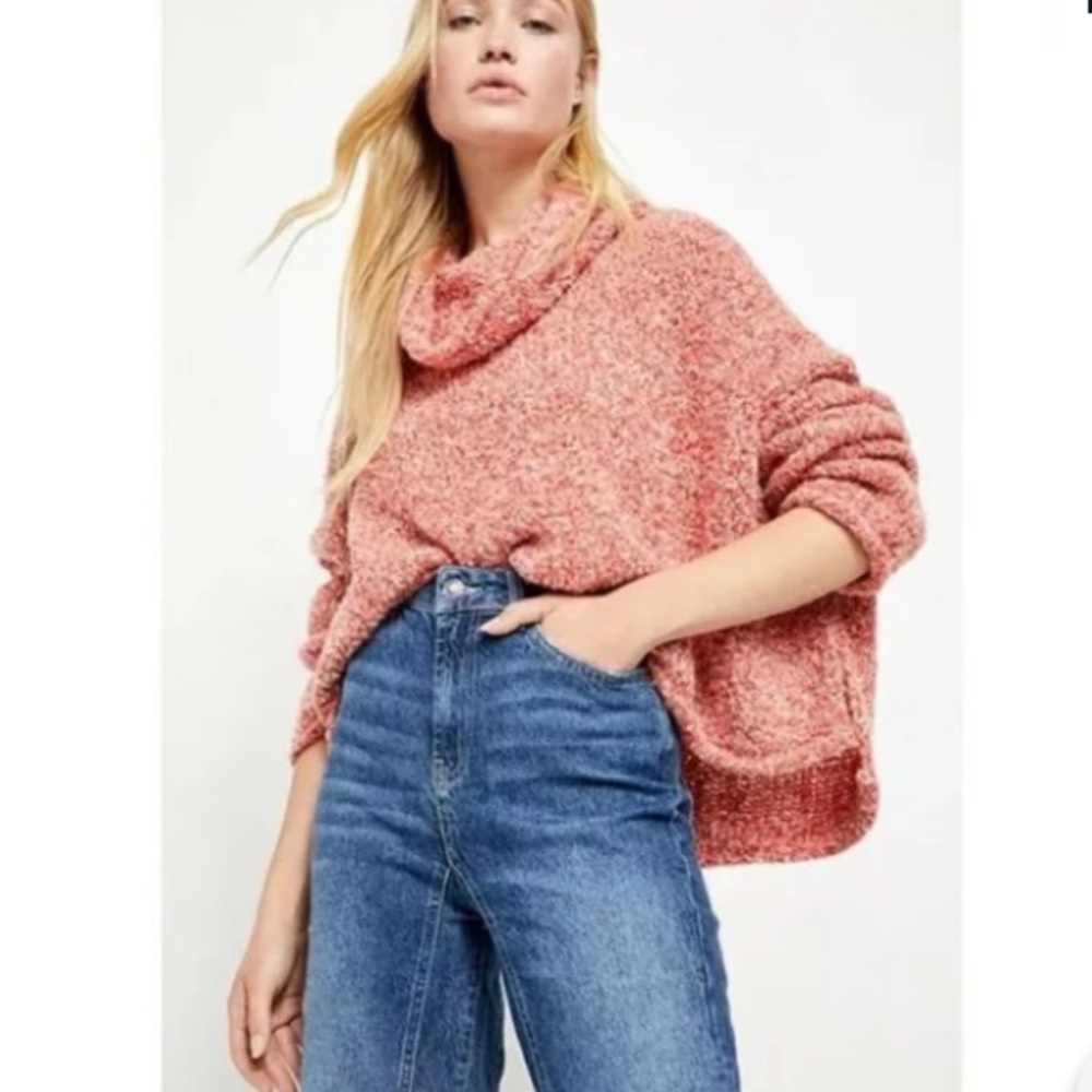 Free people cowl neck BFF sweater red lotus - Picture 6 of 9